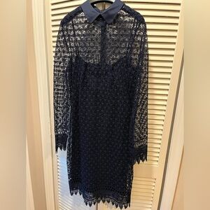 Lauren Elegant Navy Lace Dress with separate under slip